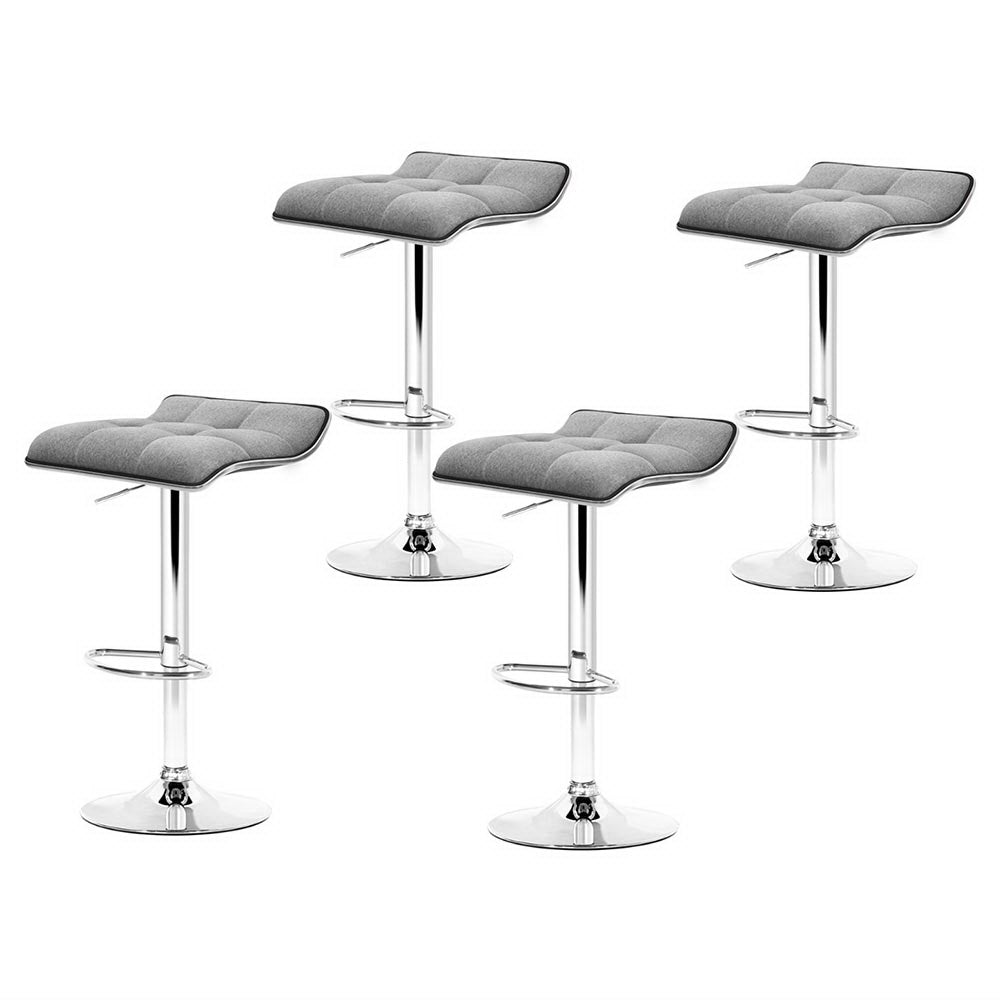 Artiss 4x Bar Stools Linen Padded Gas Lift Artiss