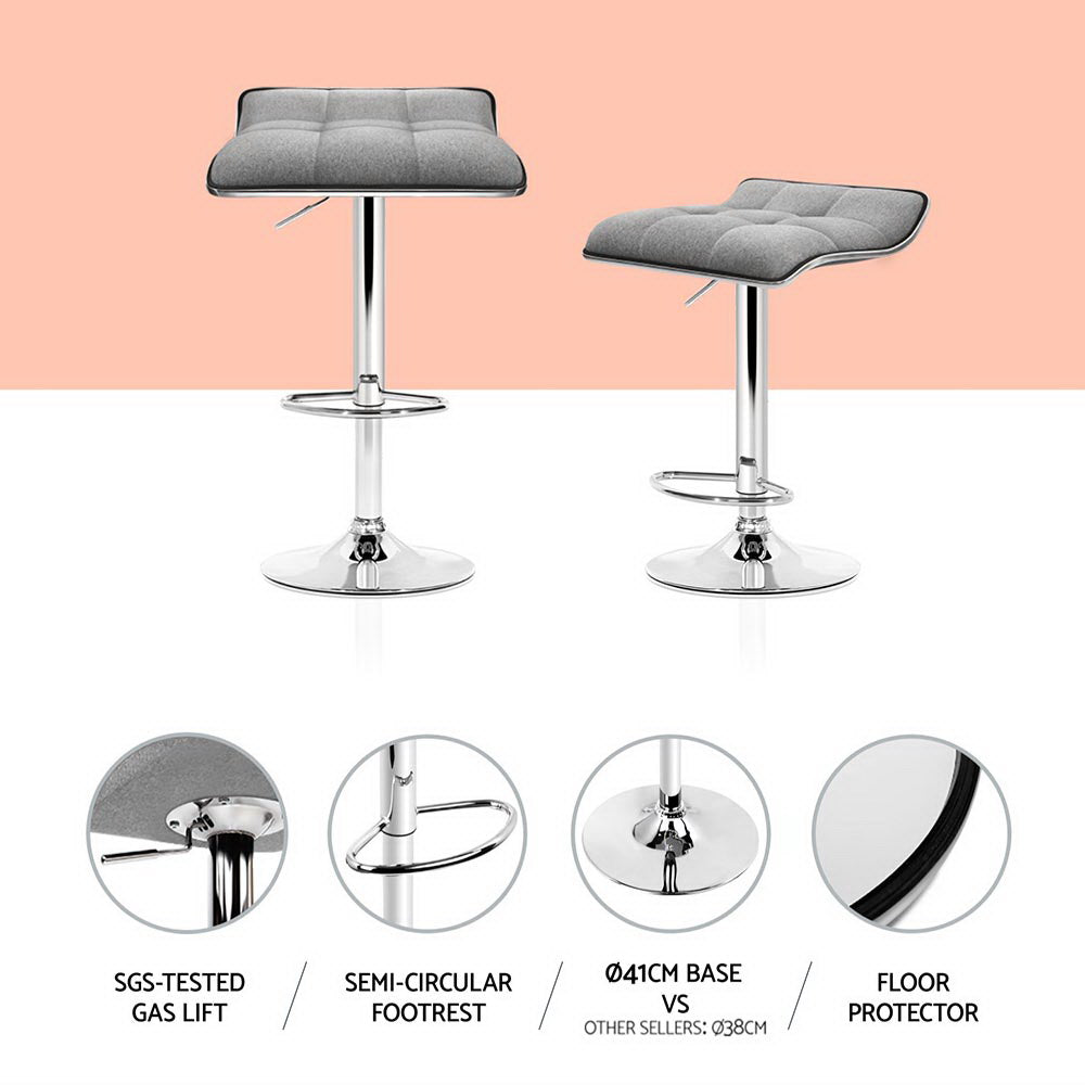 Artiss 4x Bar Stools Linen Padded Gas Lift Artiss