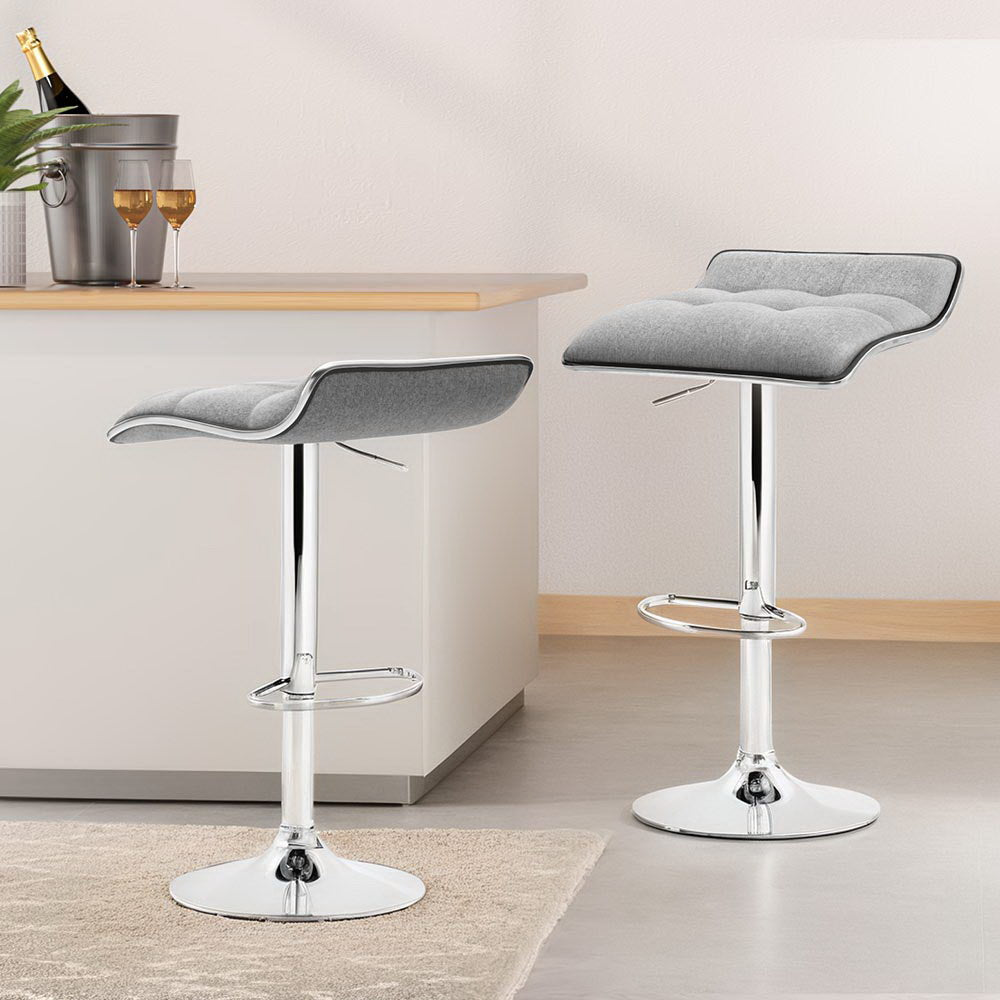 Artiss 4x Bar Stools Linen Padded Gas Lift Artiss