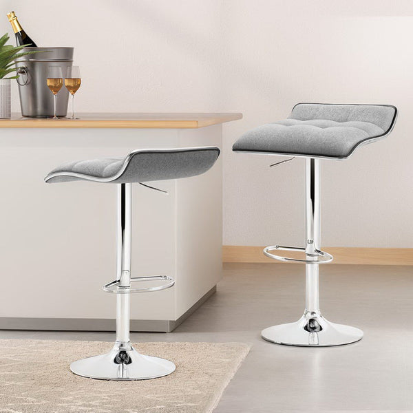 Artiss 4x Bar Stools Linen Padded Gas Lift Artiss