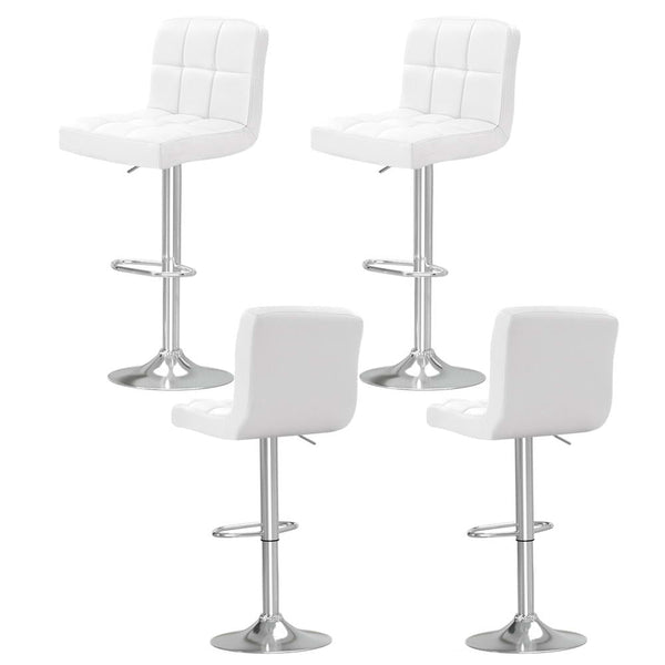 Artiss 4x Bar Stools Leather Gas Lift White Artiss