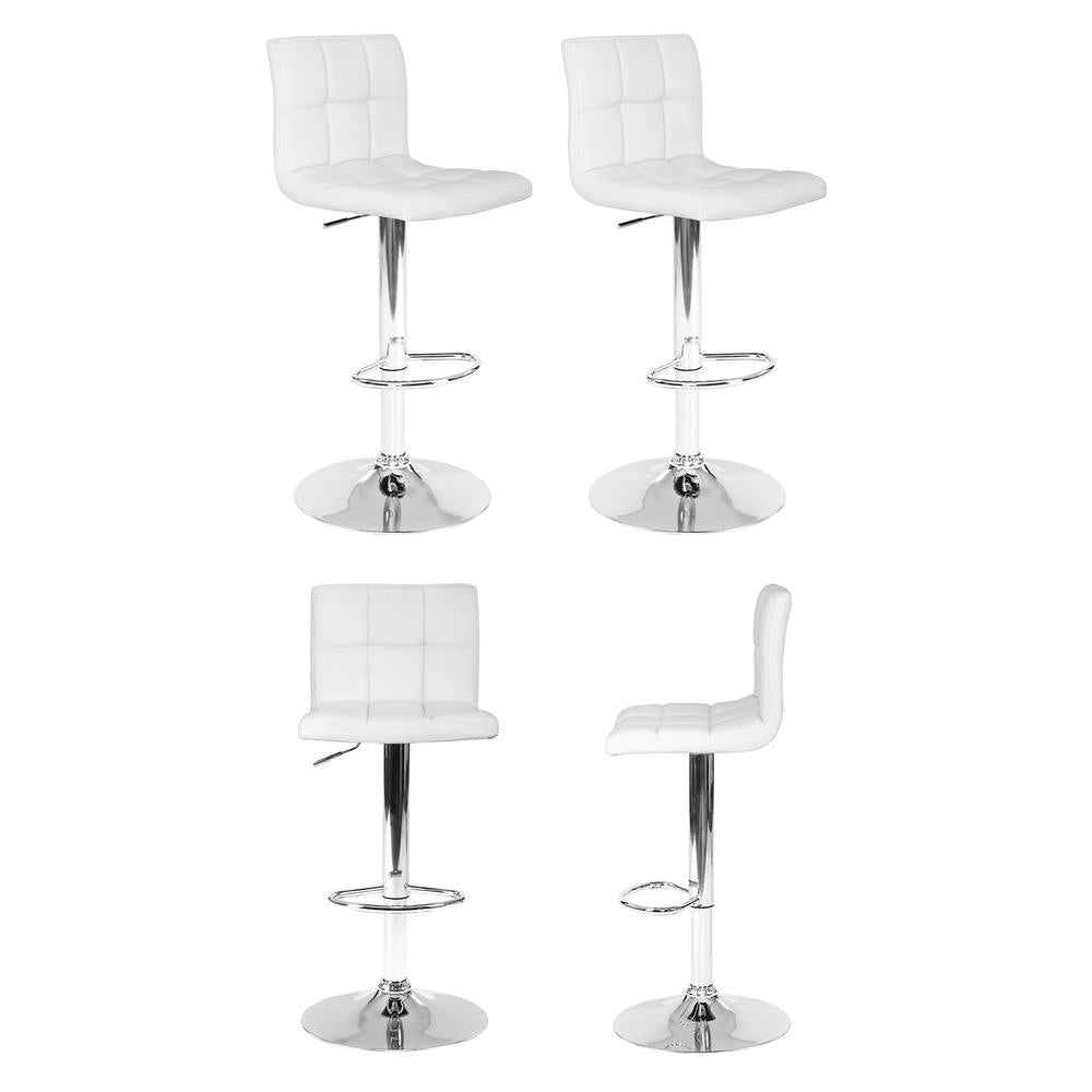 Artiss 4x Bar Stools Leather Gas Lift White Artiss