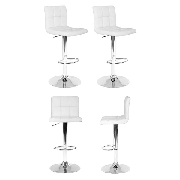 Artiss 4x Bar Stools Leather Gas Lift White Artiss