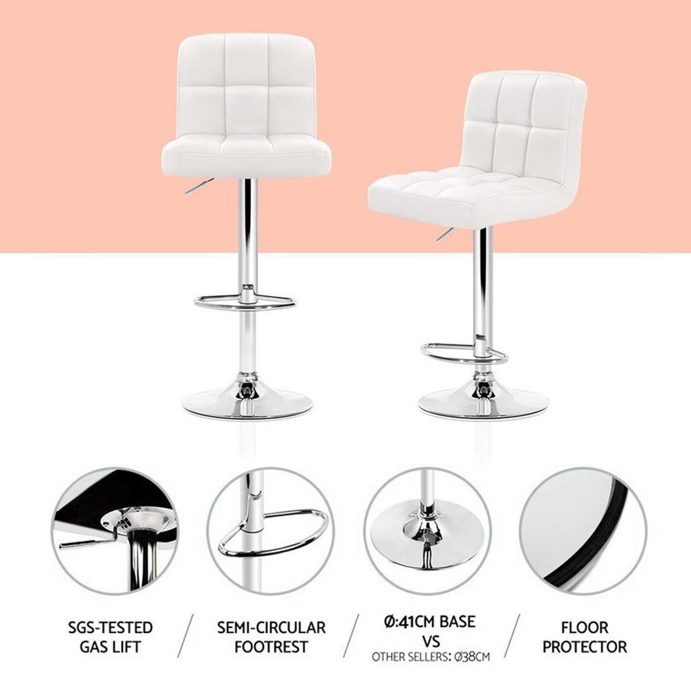Artiss 4x Bar Stools Leather Gas Lift White Artiss