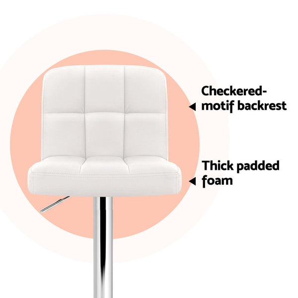 Artiss 4x Bar Stools Leather Gas Lift White Artiss