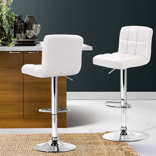 Artiss 4x Bar Stools Leather Gas Lift White Artiss