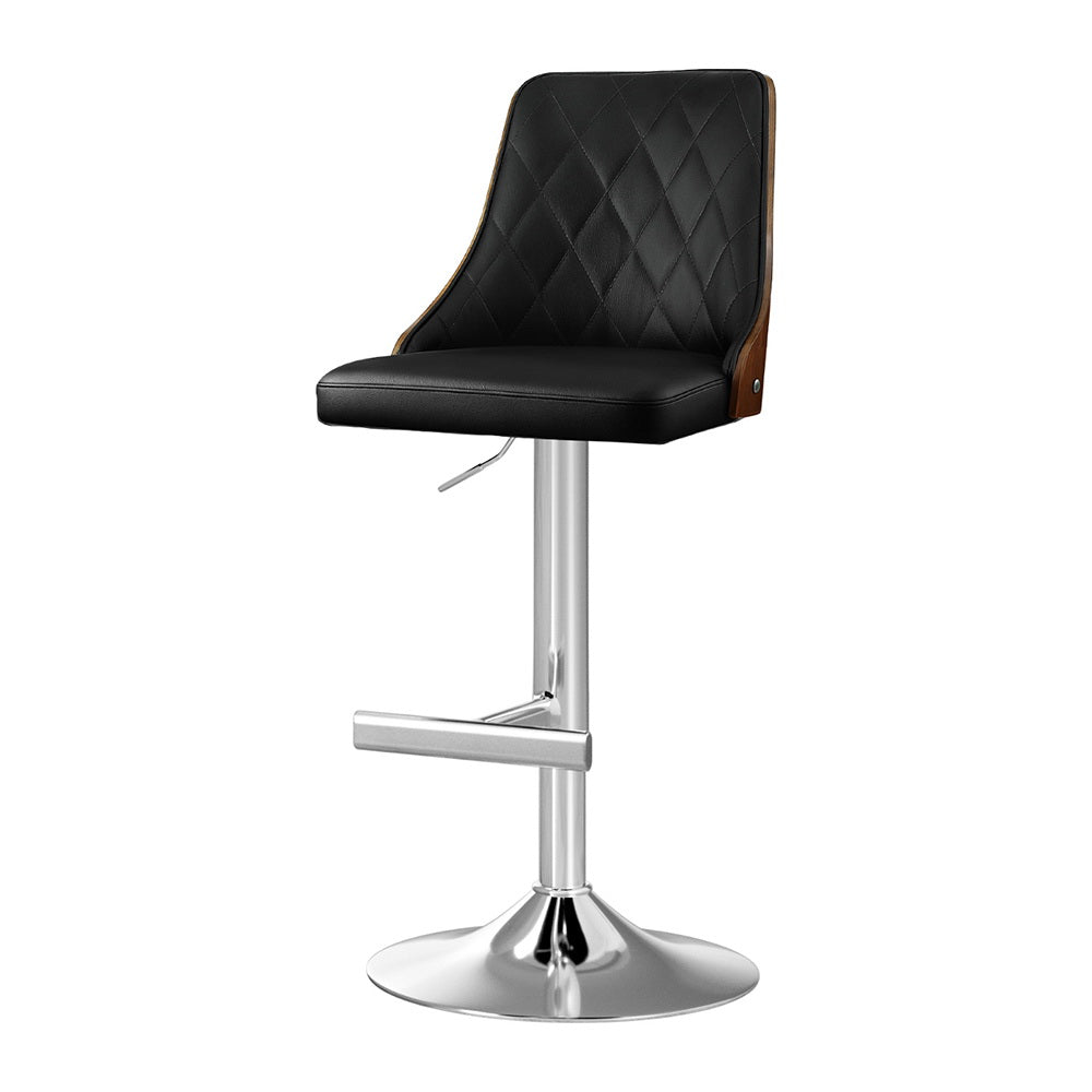 Artiss Bar Stool Bentwood Swivel Adjustable Kitchen Counter Stool Leather Black Awezingly