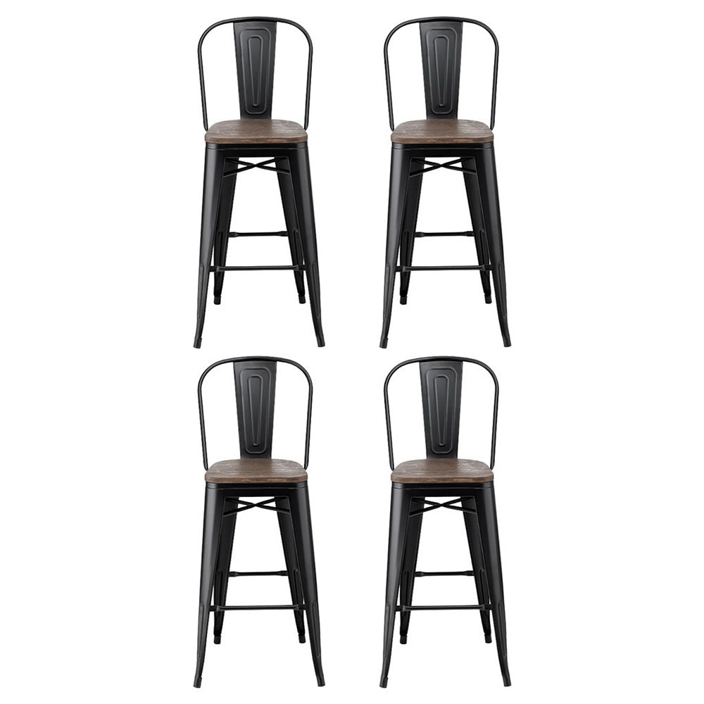 4x Artiss Metal Bar Stools Wooden Seat Retro Counter Stool Artiss