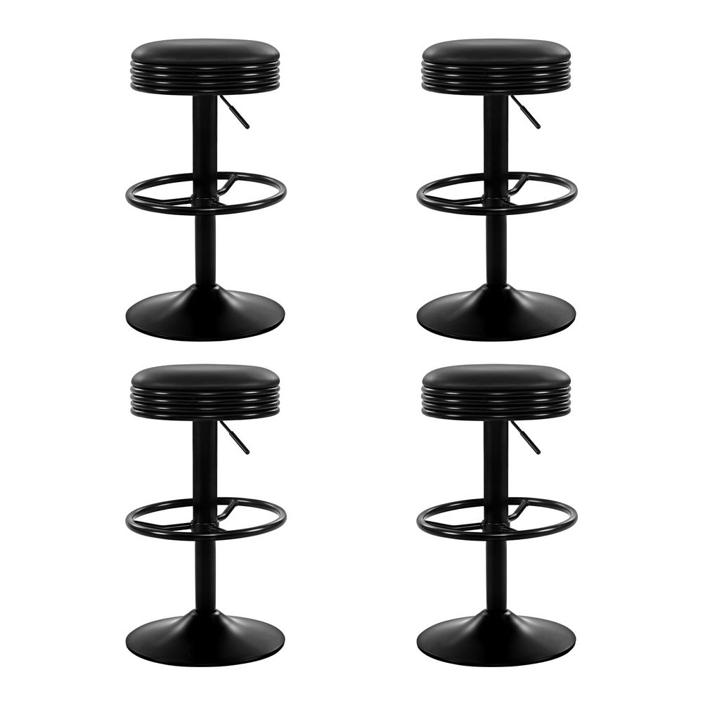 Artiss 4x Bar Stools Leather Padded Gas Lift Black Artiss