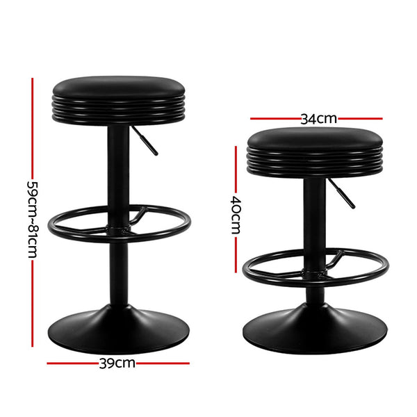 Artiss 4x Bar Stools Leather Padded Gas Lift Black Artiss