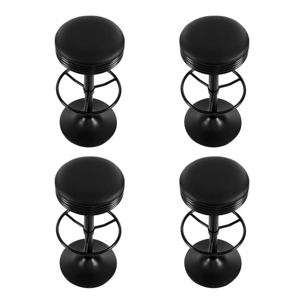 Artiss 4x Bar Stools Leather Padded Gas Lift Black Artiss