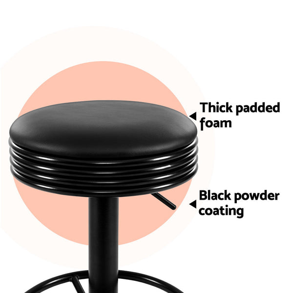 Artiss 4x Bar Stools Leather Padded Gas Lift Black Artiss