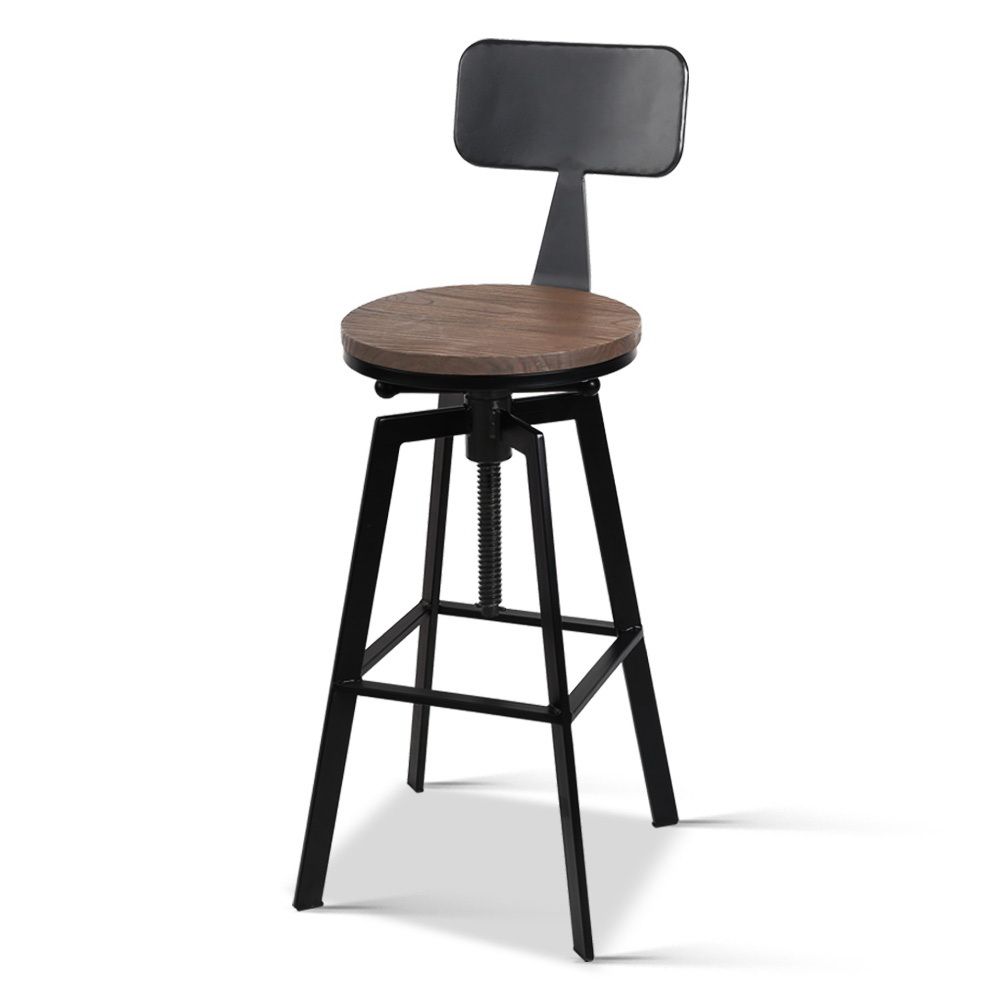 Artiss 3x Bar Stool Swivel Industrial Counter Barstools 63-79cm Seat Height Adjustable Metal Legs Artiss