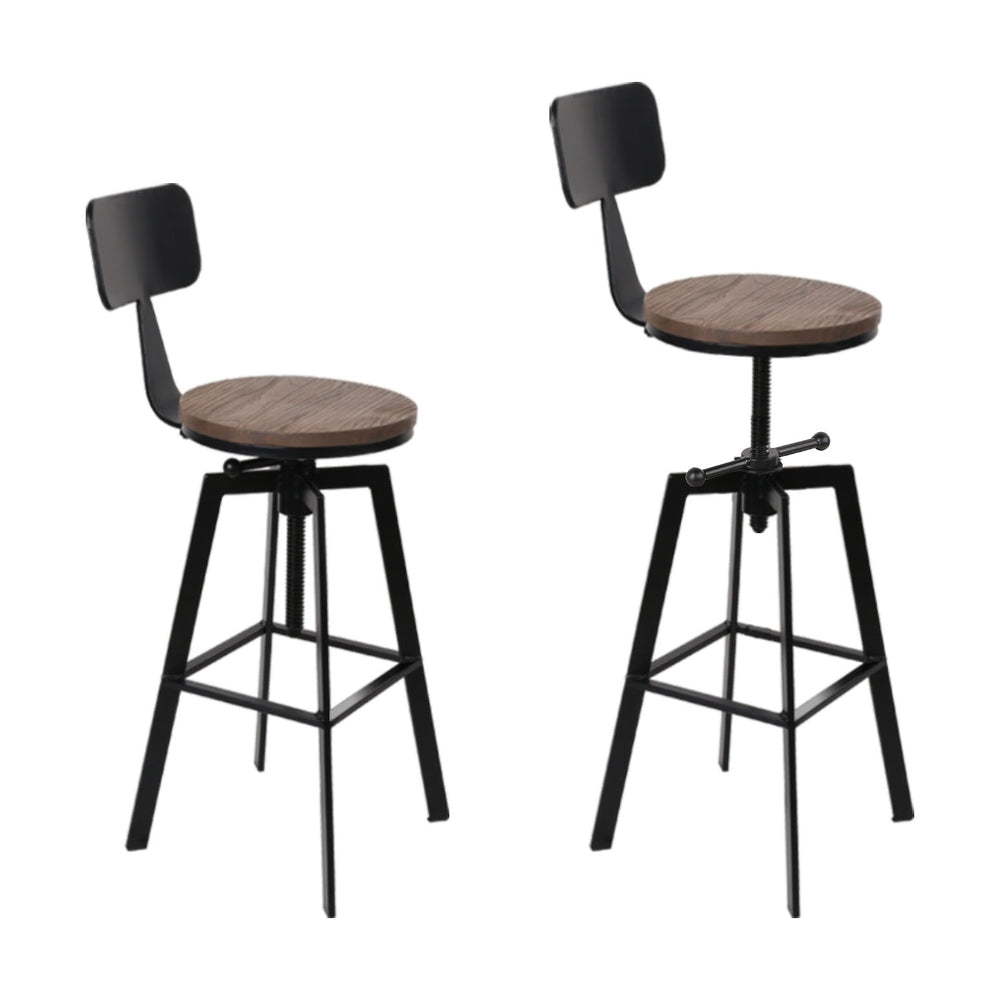 Artiss 4x Bar Stools Kitchen Dining Chairs Adjustable Wood Stool w/Backrest Artiss