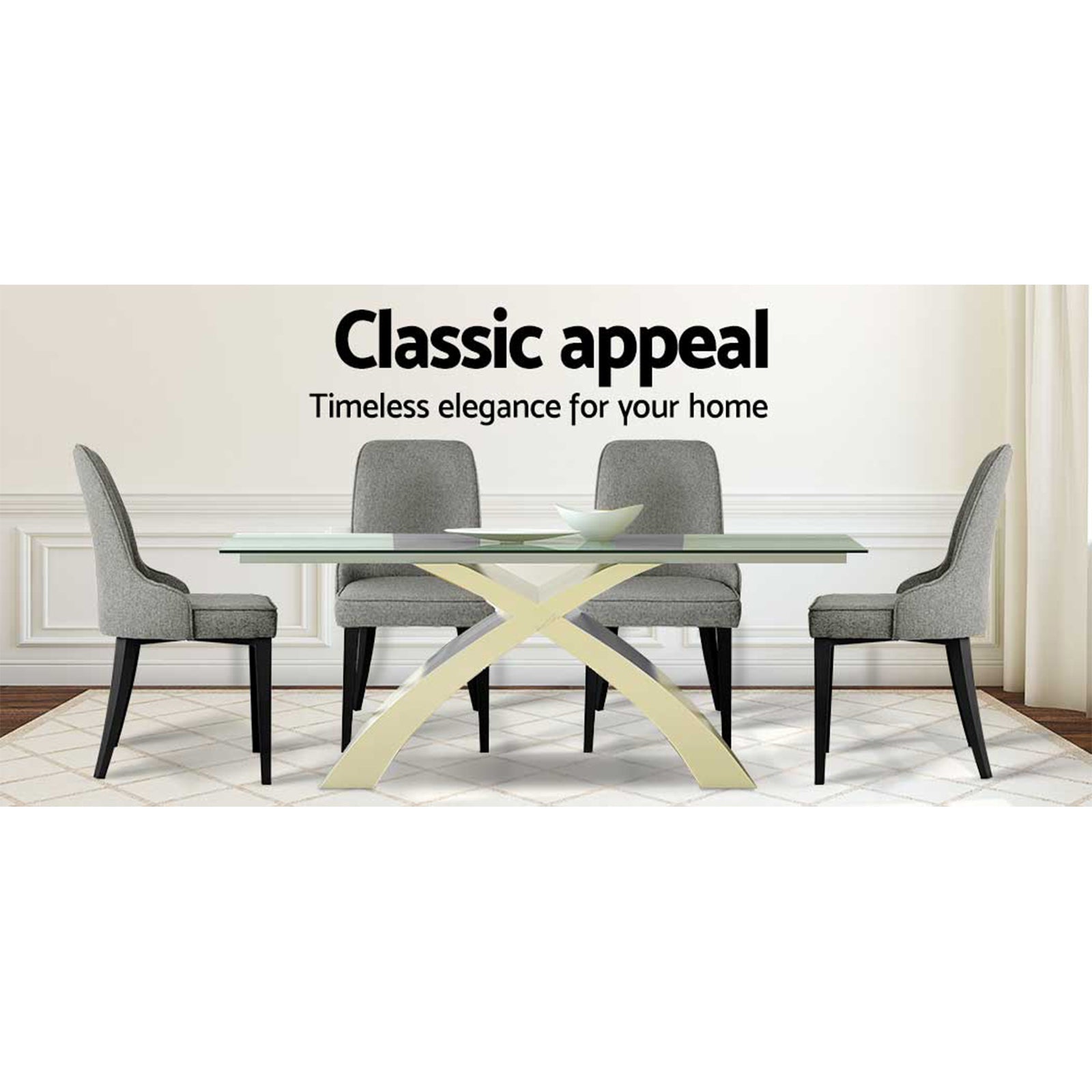 Artiss Dining Chairs Set of 4 Linen Fabric Grey Artiss