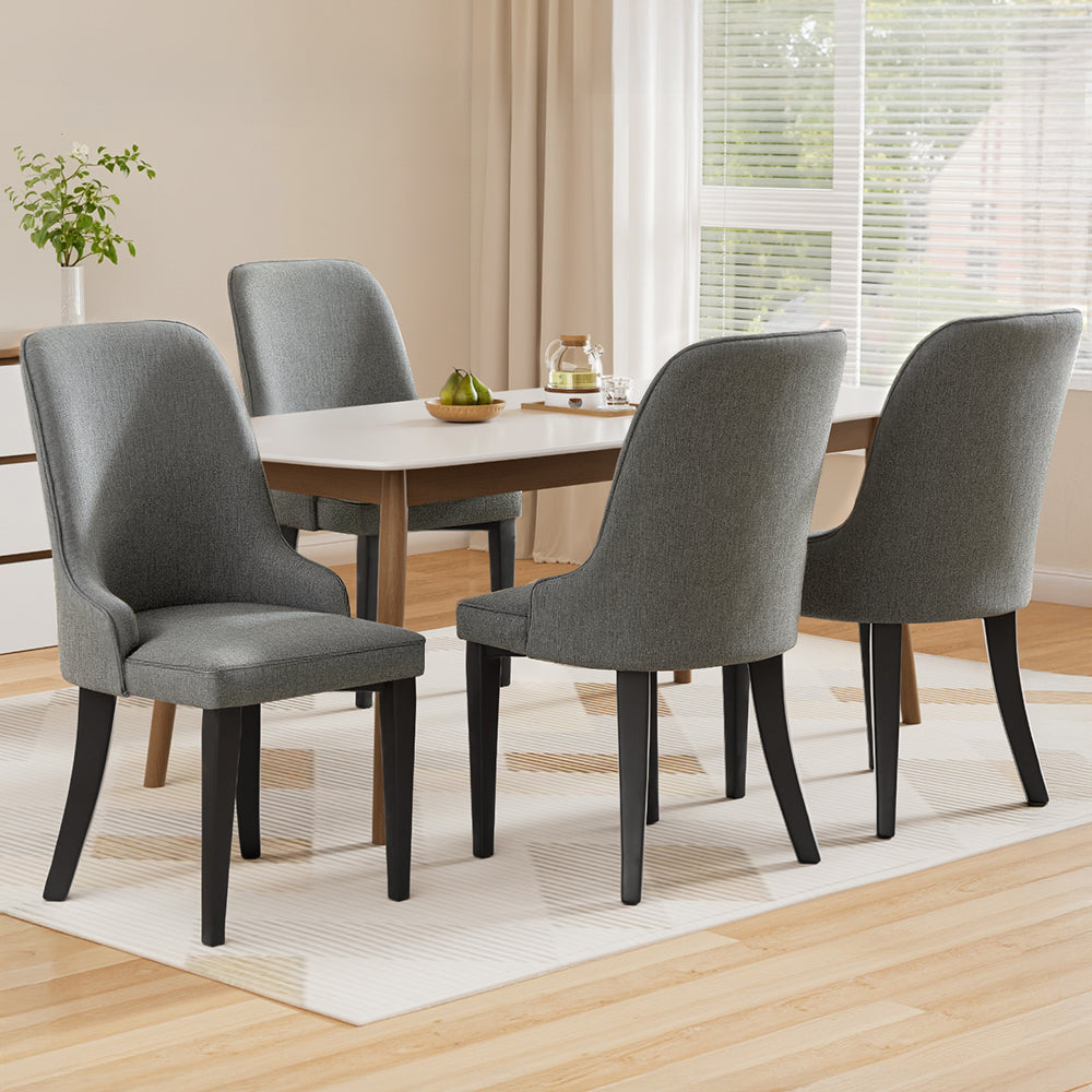 Artiss Dining Chairs Set of 4 Linen Fabric Grey Artiss