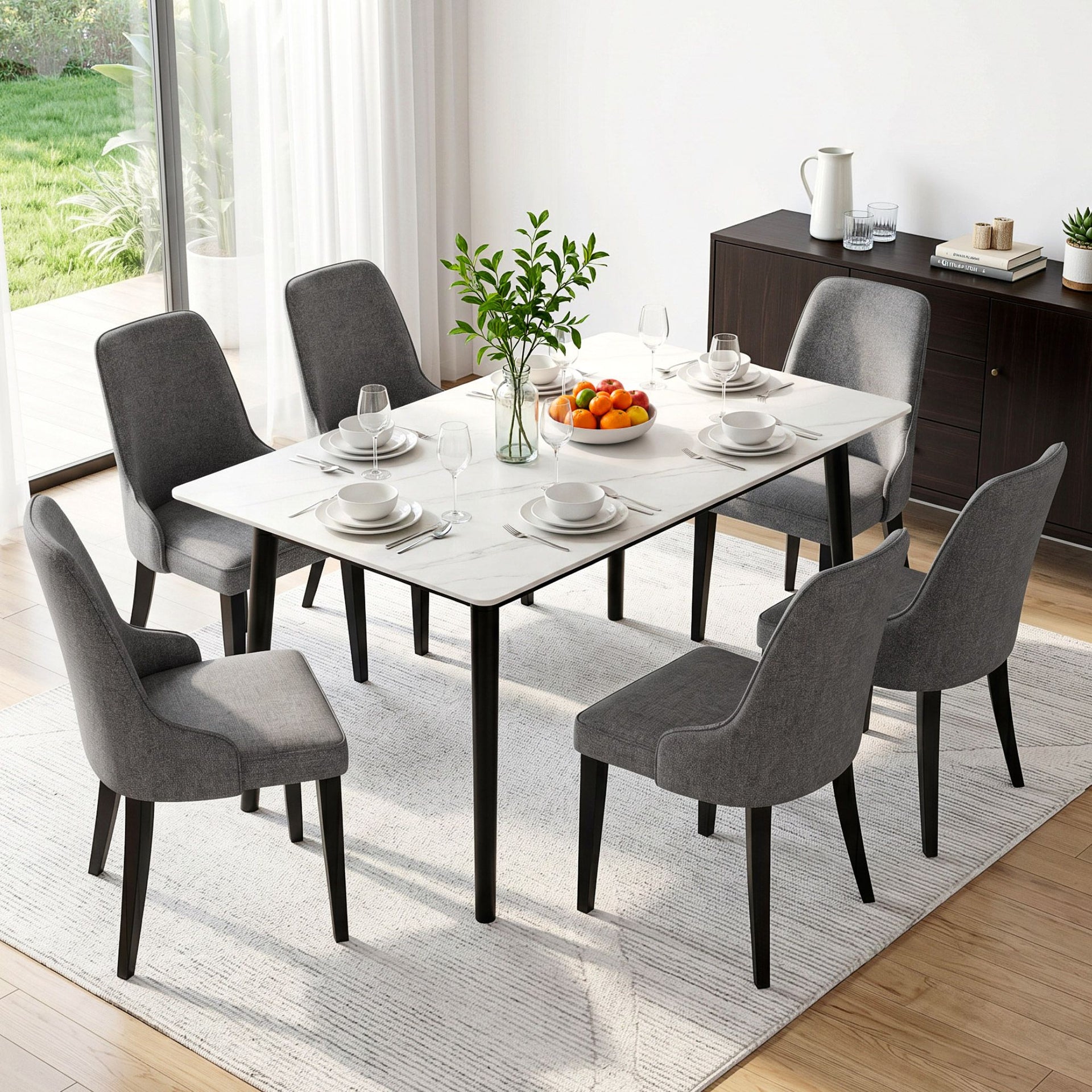 Artiss Dining Chairs Set of 6 Linen Fabric Grey Artiss