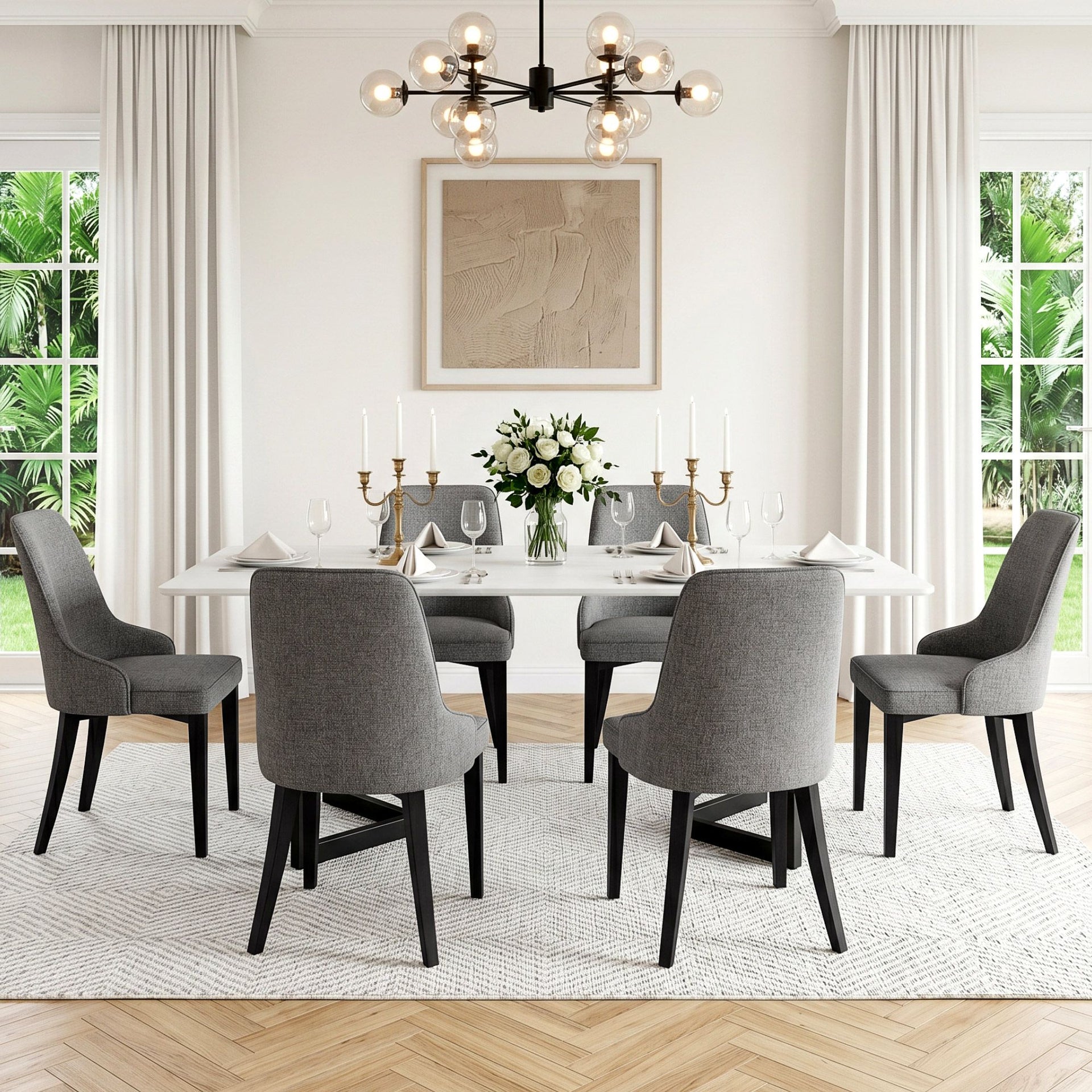 Artiss Dining Chairs Set of 6 Linen Fabric Grey Artiss