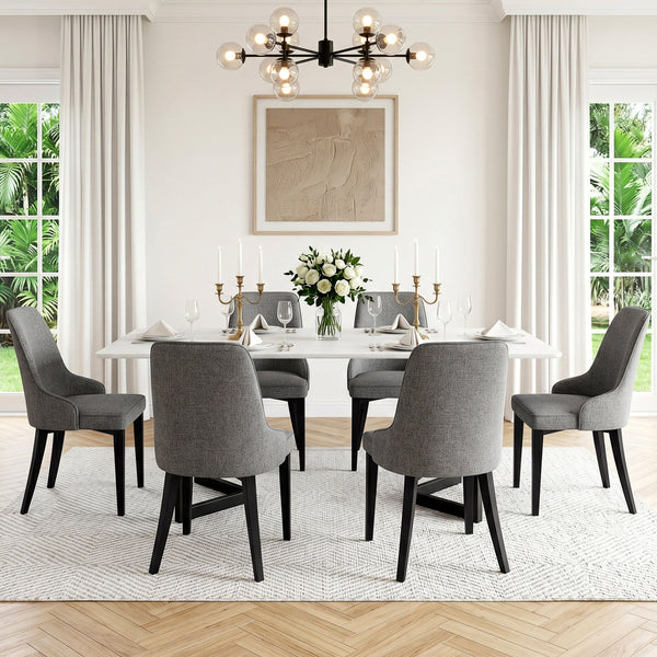Artiss Dining Chairs Set of 6 Linen Fabric Grey Artiss