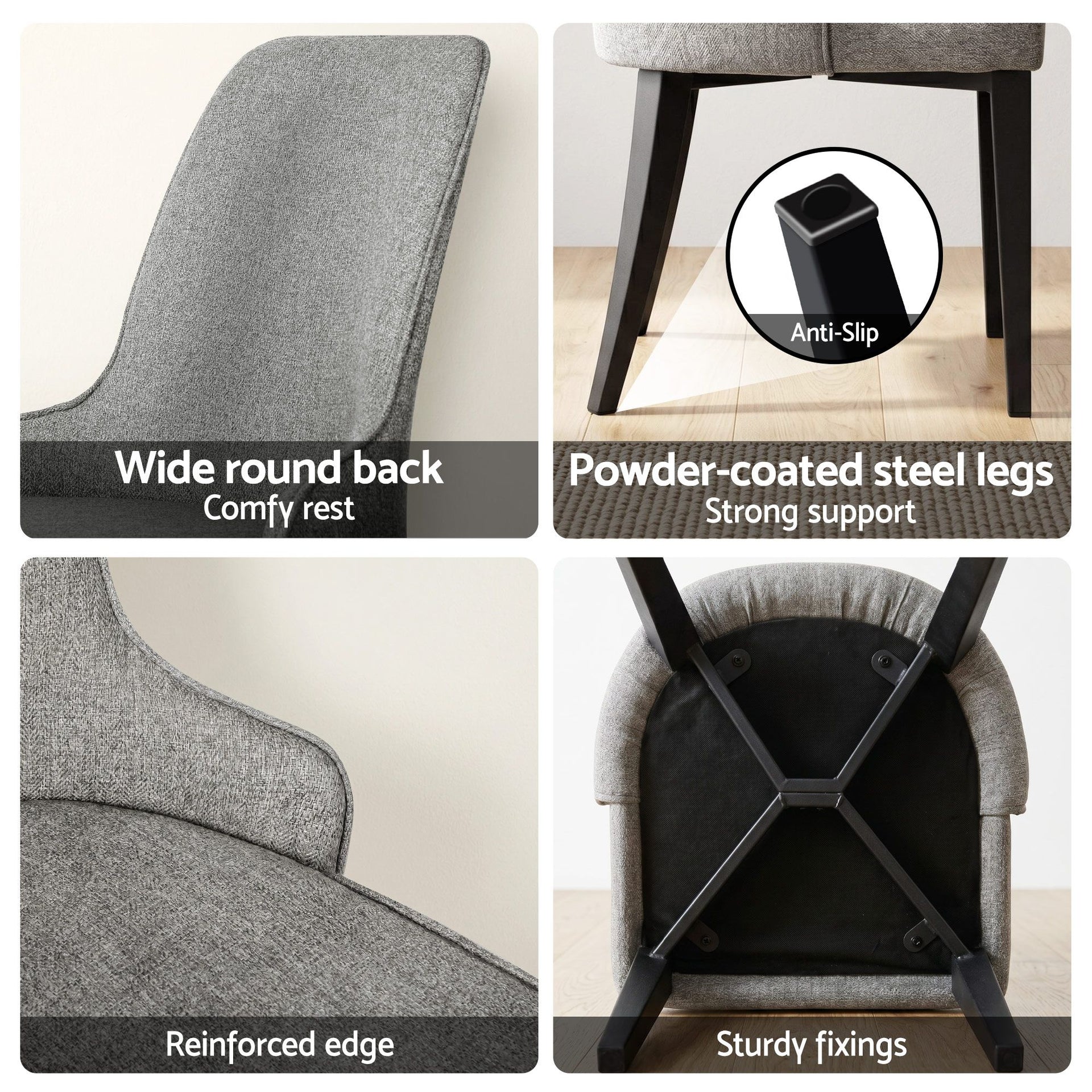 Artiss Dining Chairs Set of 6 Linen Fabric Grey Artiss