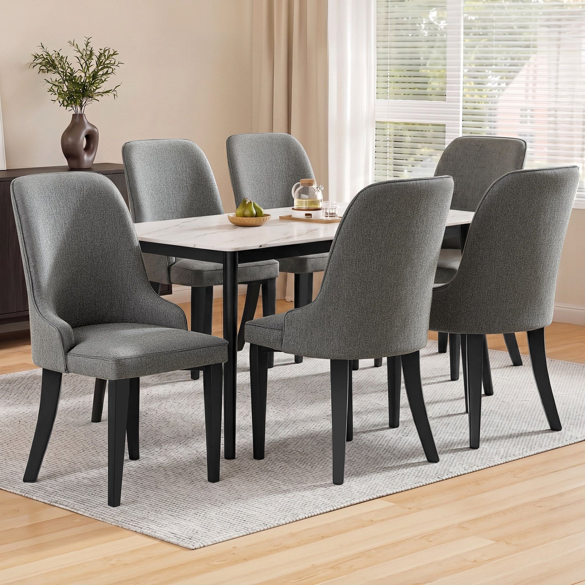 Artiss Dining Chairs Set of 6 Linen Fabric Grey Artiss