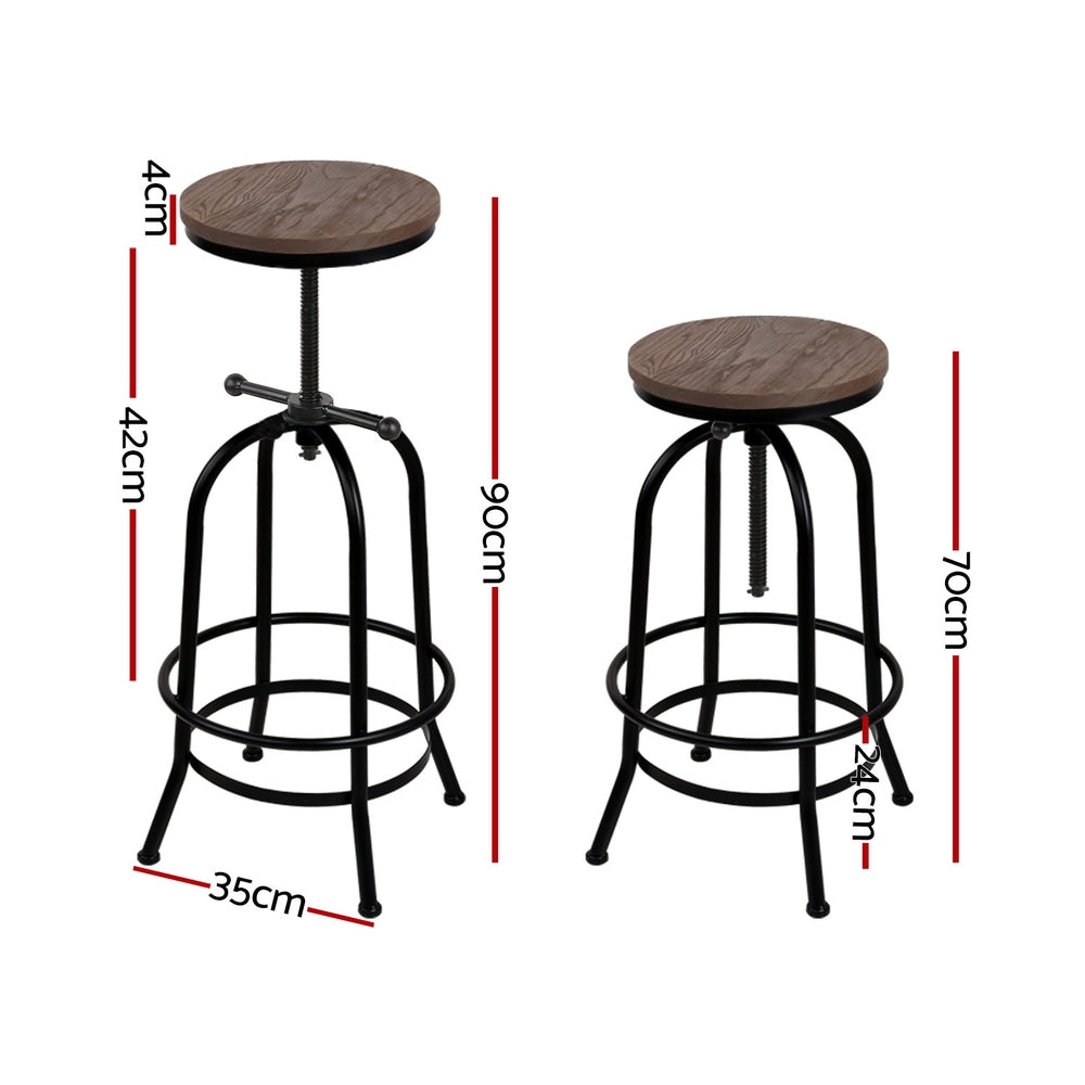 Artiss 4x Bar Stools Kitchen Dining Chairs Adjustable Wooden Vintage Stool Artiss