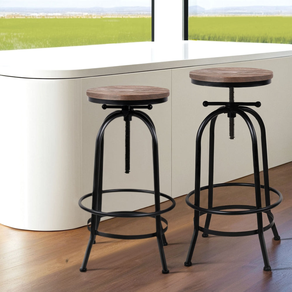 Artiss 4x Bar Stools Kitchen Dining Chairs Adjustable Wooden Vintage Stool Artiss