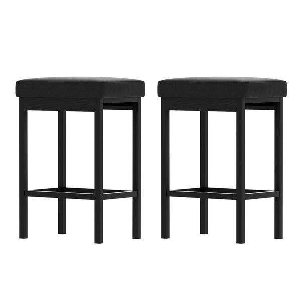 2x Artiss Metal Bar Stools PU Seat Dining Counter Chairs Artiss
