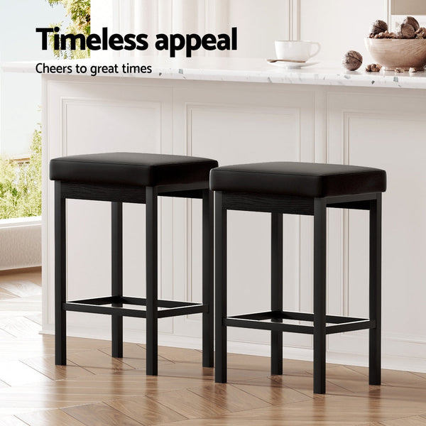 2x Artiss Metal Bar Stools PU Seat Dining Counter Chairs Artiss