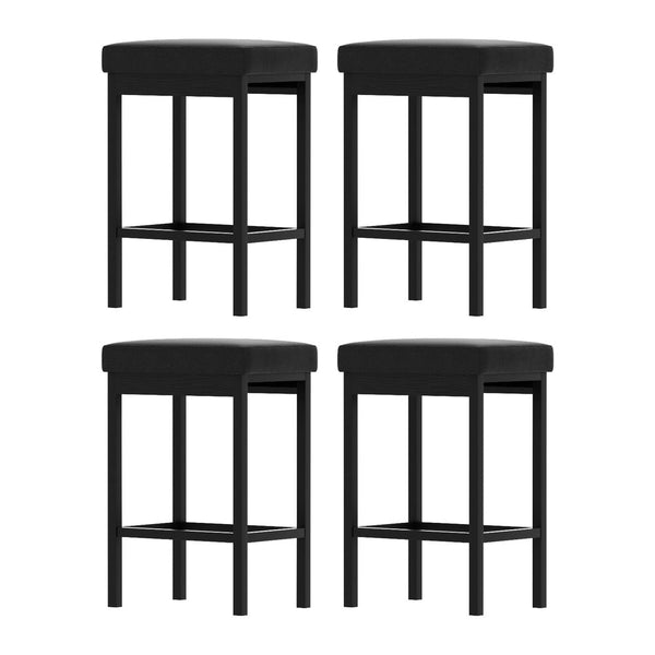 A Set of 4 Artiss Metal Bar Stools PU Seat Dining Counter Chairs Artiss