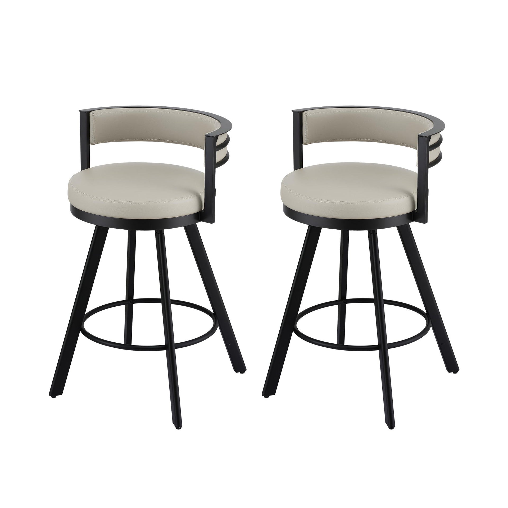 Artiss Bar Stools Set of 2 Swivel Kitchen Chair Metal Counter Beige Leather Awezingly