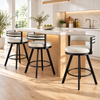 Artiss Bar Stools Set of 3 Swivel Counter Stools with Padded Backrest PU Leather Beige