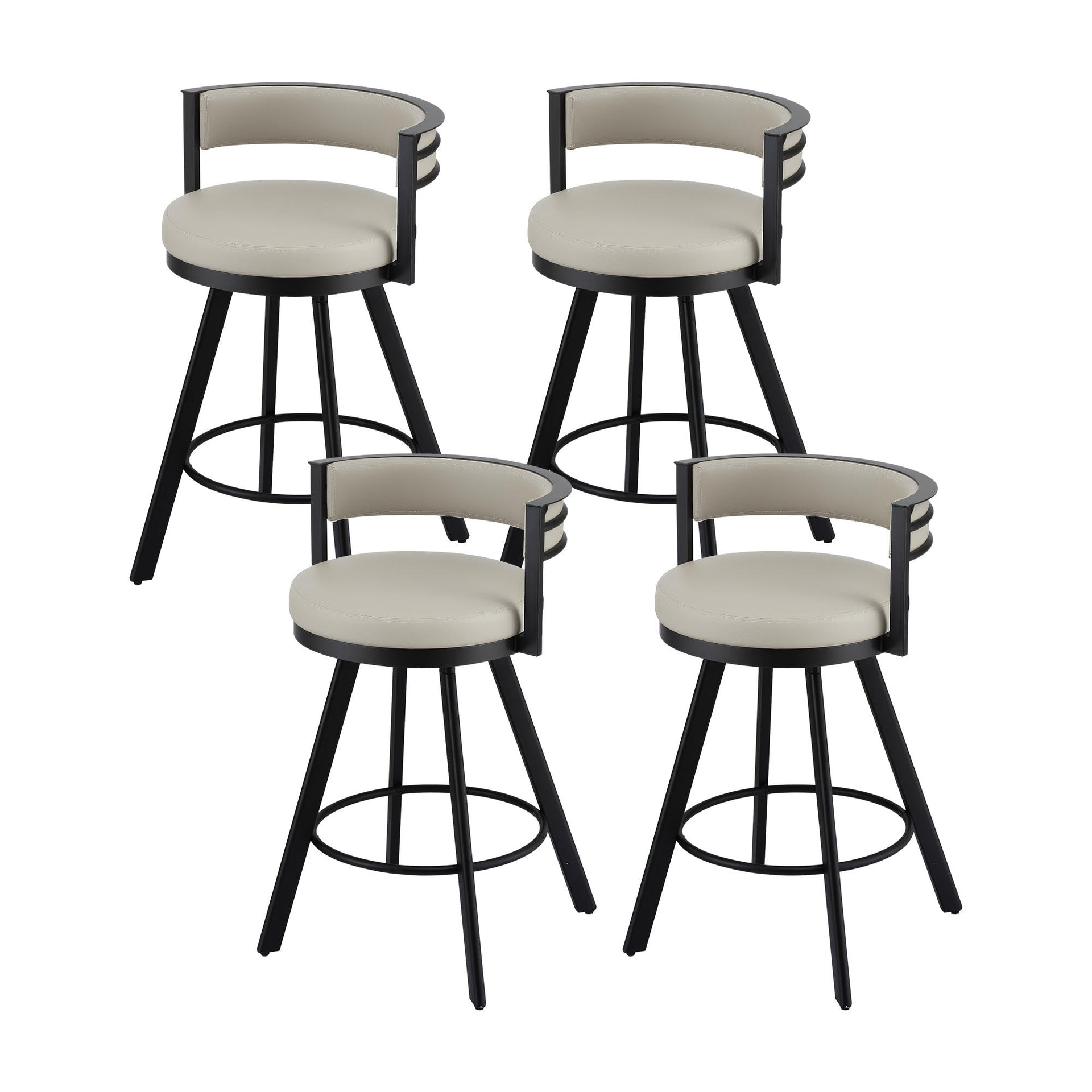 Artiss Bar Stools Set of 4 Swivel Kitchen Chair Metal Counter Beige Leather Awezingly