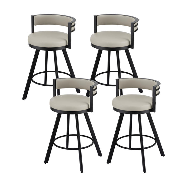 Artiss Bar Stools Set of 4 Swivel Kitchen Chair Metal Counter Beige Leather Awezingly