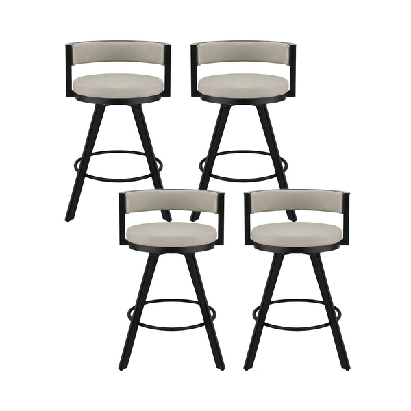 Artiss Bar Stools Set of 4 Swivel Kitchen Chair Metal Counter Beige Leather Awezingly