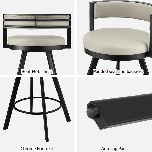 Artiss Bar Stools Set of 4 Swivel Kitchen Chair Metal Counter Beige Leather Awezingly