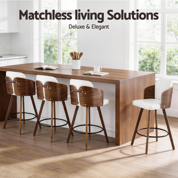 Artiss Wooden Bar Stools Swivel Kitchen Counter Stool Chair 58cm Seat Height Awezingly