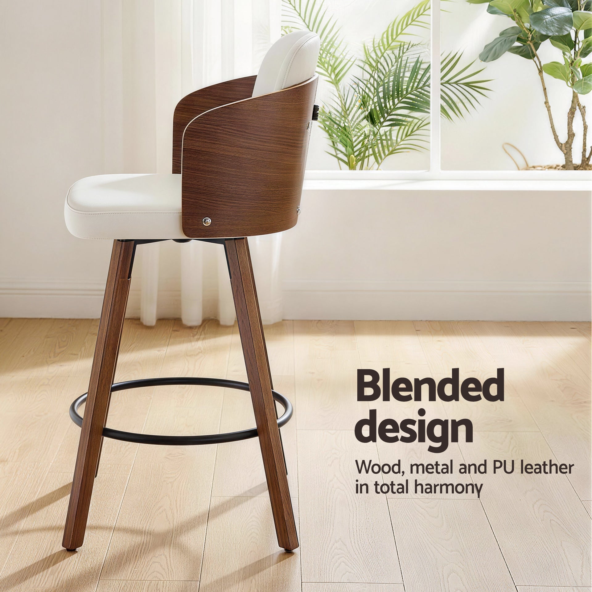 Artiss Wooden Bar Stools Swivel Kitchen Counter Stool Chair 58cm Seat Height Awezingly