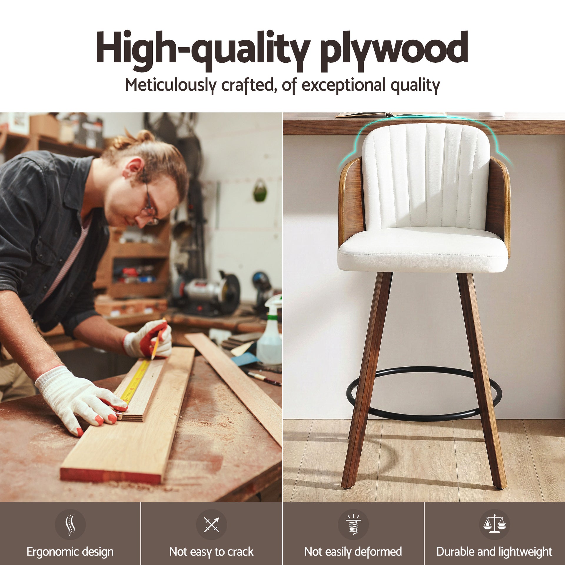 Artiss Wooden Bar Stools Swivel Kitchen Counter Stool Chair 58cm Seat Height Awezingly