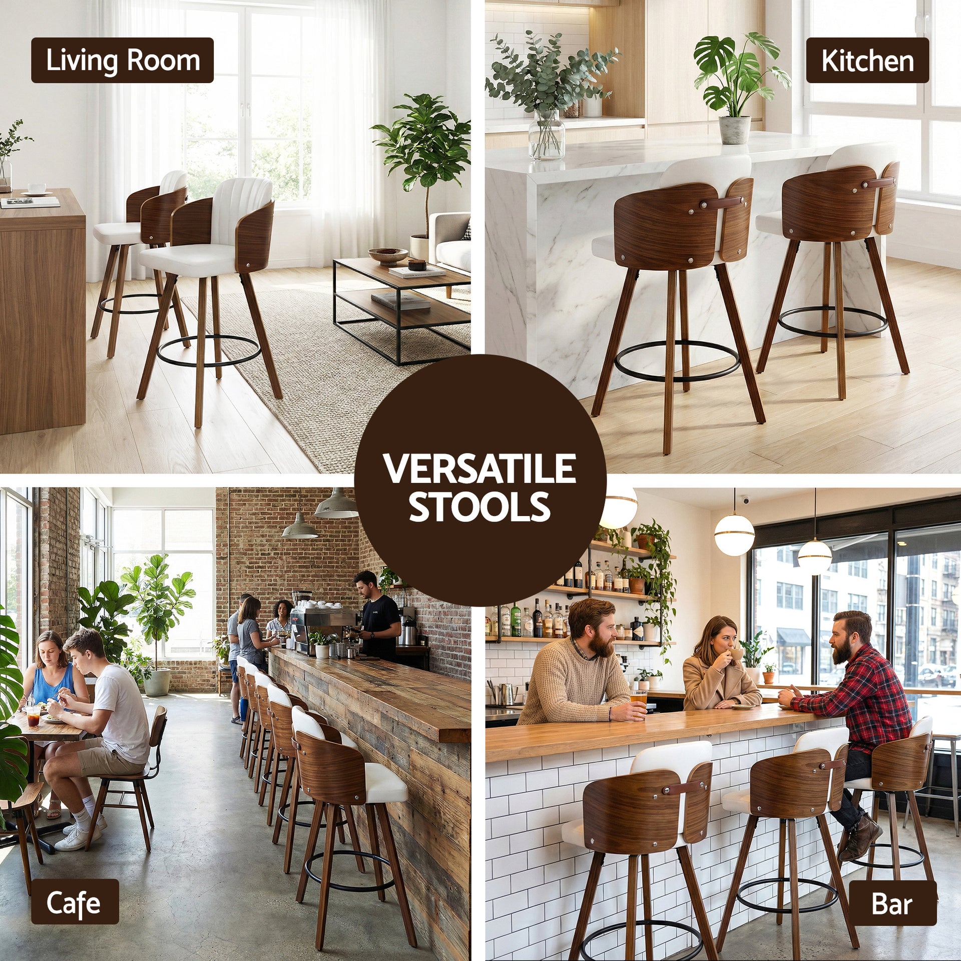 Artiss Wooden Bar Stools Swivel Kitchen Counter Stool Chair 58cm Seat Height Awezingly