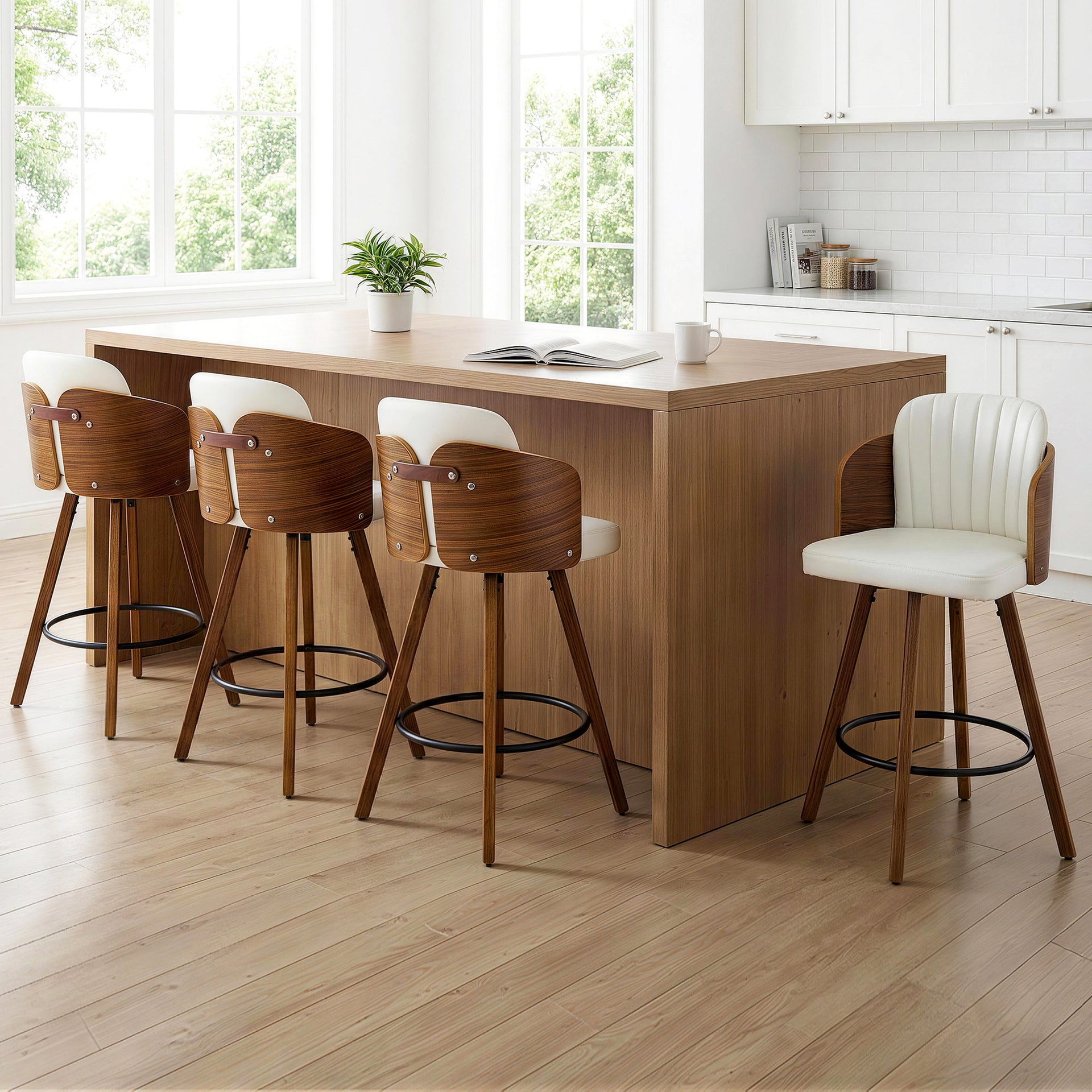 Artiss Wooden Bar Stools Swivel Kitchen Counter Stool Chair 58cm Seat Height Awezingly