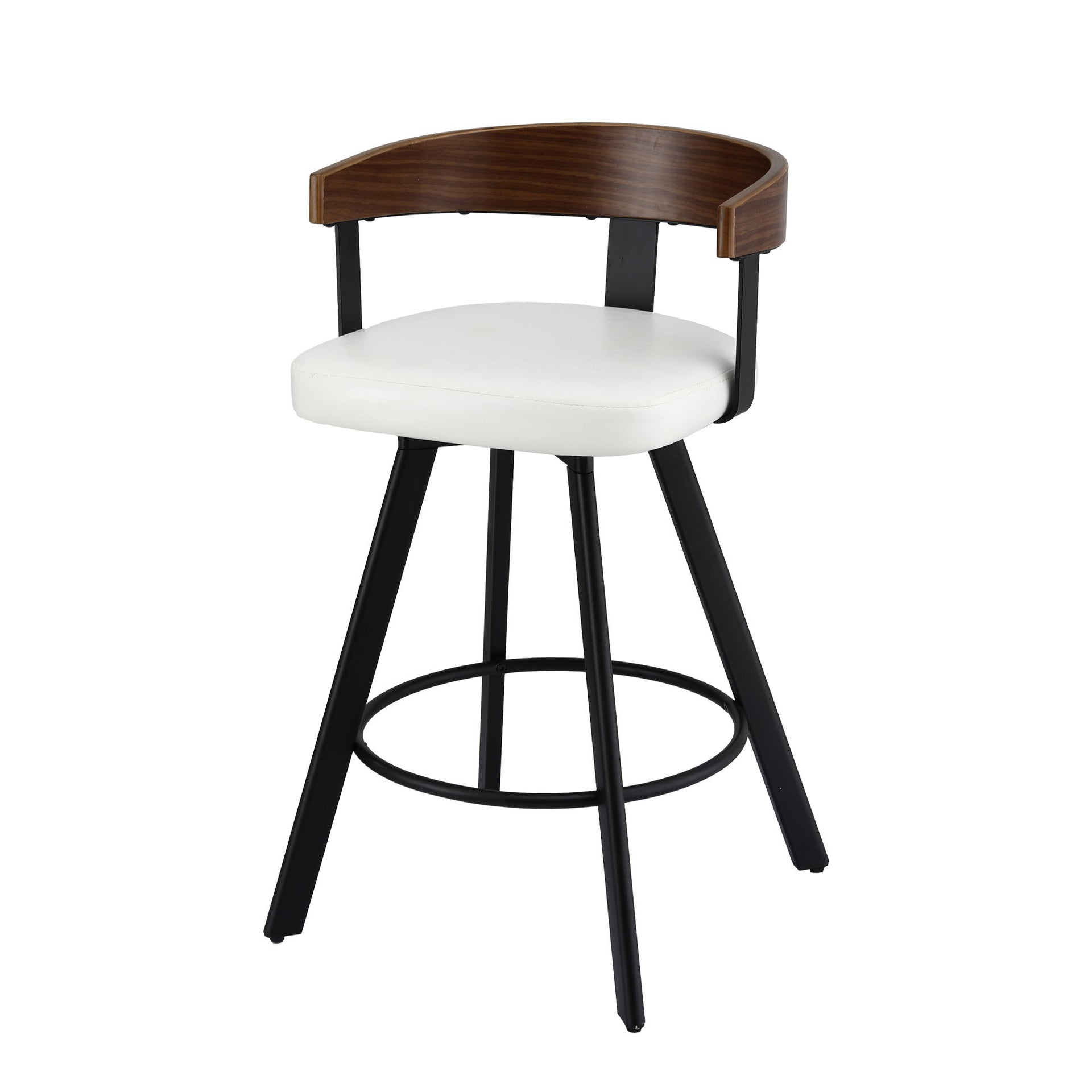 Artiss Bar Stool Swivel Metal Legs Kitchen Chair Bentwood Counter Leather White Awezingly