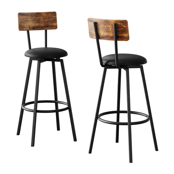 Artiss 2X Industrial Bar Stools Upholstered Counter Chairs Steel Frame Anti-Scratch Artiss
