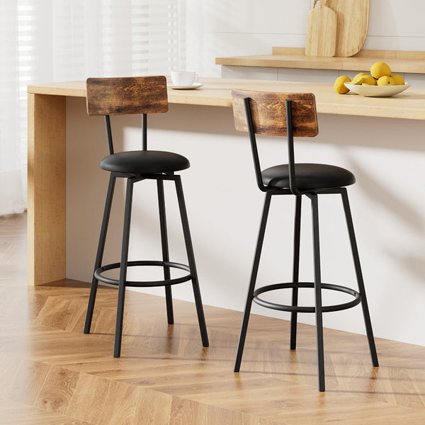 Artiss 2X Industrial Bar Stools Upholstered Counter Chairs Steel Frame Anti-Scratch Artiss