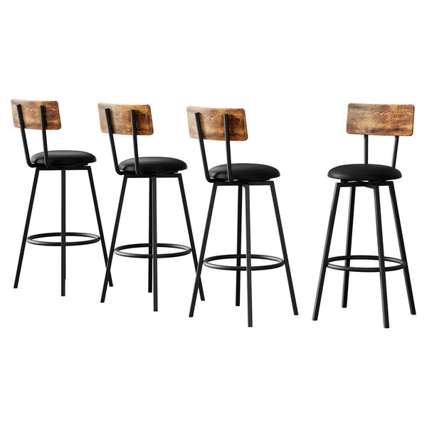 Artiss 4X Industrial Bar Stools Upholstered Counter Chairs Steel Frame Anti-Scratch Artiss