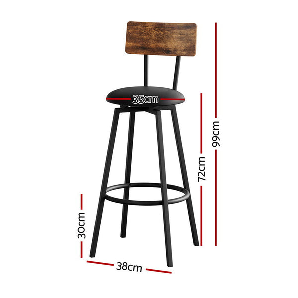 Artiss 4X Industrial Bar Stools Upholstered Counter Chairs Steel Frame Anti-Scratch Artiss