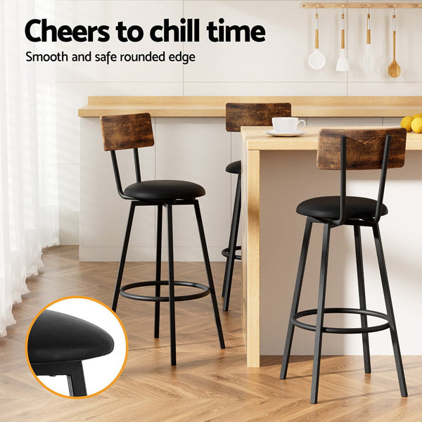 Artiss 4X Industrial Bar Stools Upholstered Counter Chairs Steel Frame Anti-Scratch Artiss