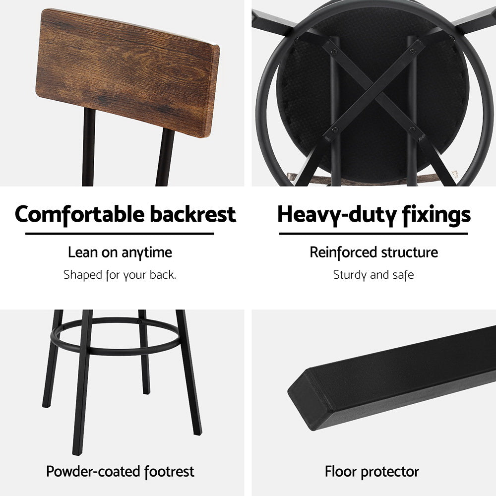Artiss 4X Industrial Bar Stools Upholstered Counter Chairs Steel Frame Anti-Scratch Artiss
