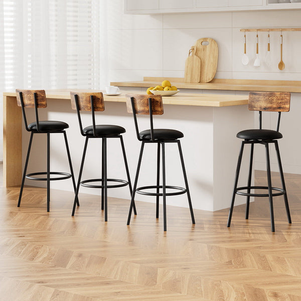 Artiss 4X Industrial Bar Stools Upholstered Counter Chairs Steel Frame Anti-Scratch Artiss