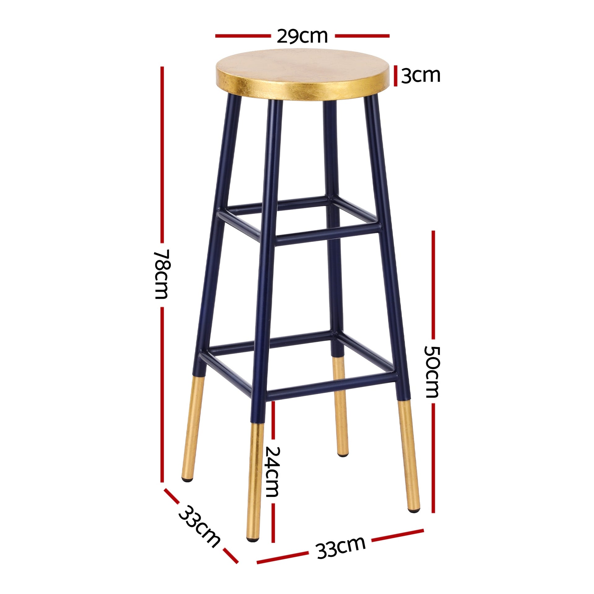 Artiss Bar Stools Metal Gold Navy Artiss